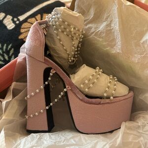 Sugar Thrillz Platform Heels with Pearl Accents